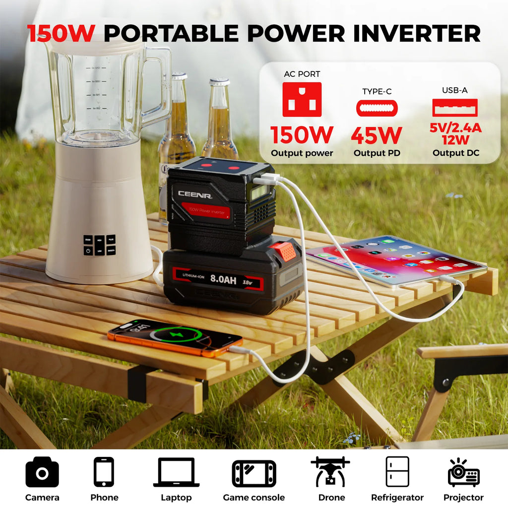 CEENR 150W tragbarer Wechselrichter für Bosch 18V Li-Ion Akkus