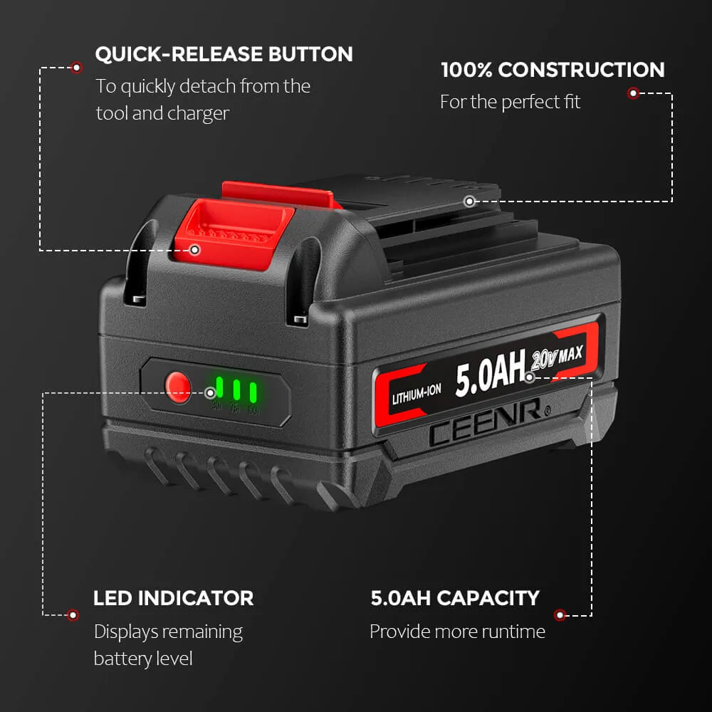 CEENR 5,0Ah Akku für BLACK+DECKER 18V (20V Max) | Ersatz für Modell LBXR20