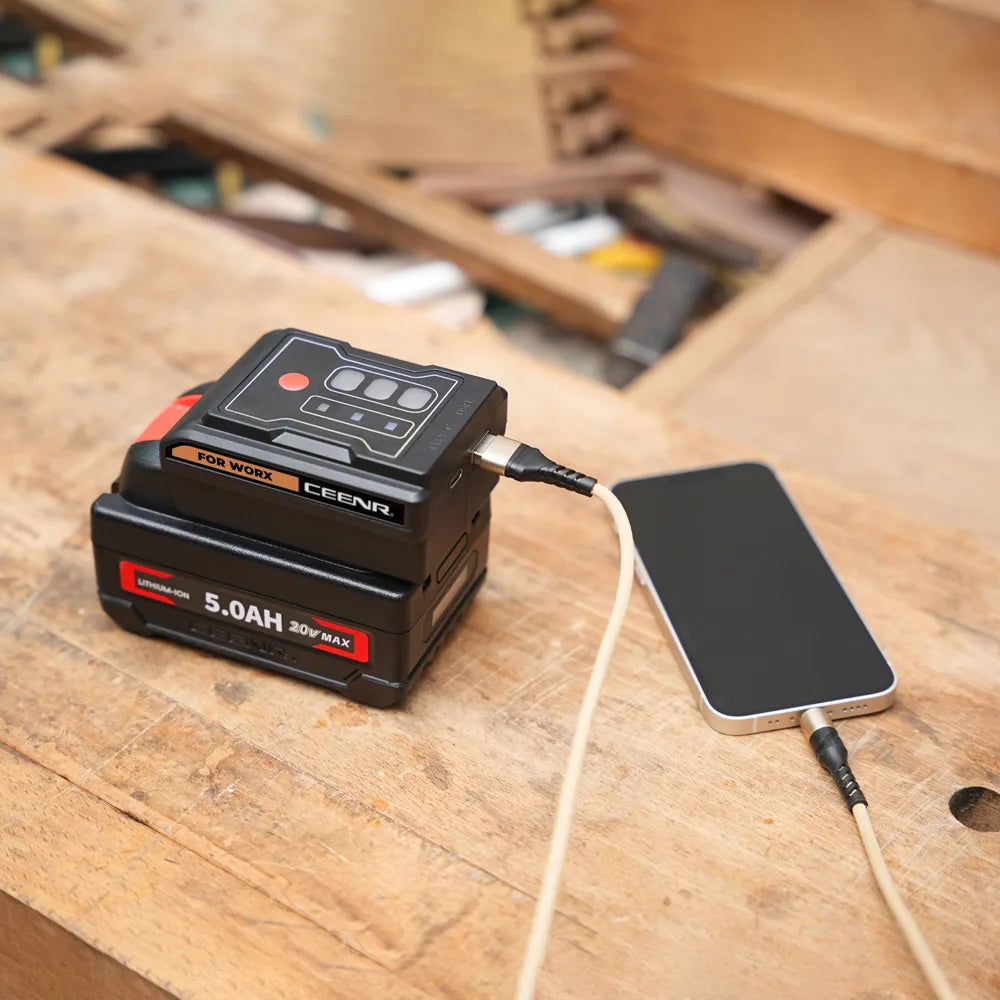 CEENR 45W USB-C-Powerbank-Adapter für Worx 20V WA3408 Akkus