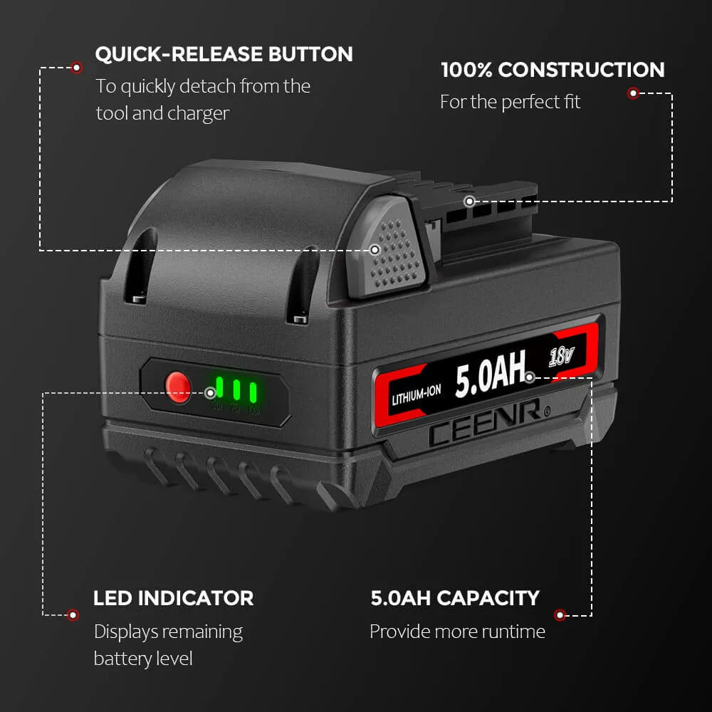 CEENR 5,0Ah Akku für Milwaukee 18V | Ersatz für Modell M18