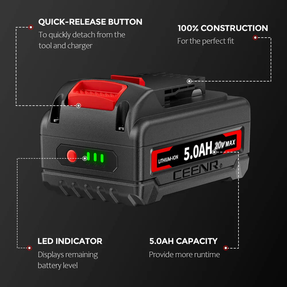 CEENR 5,0Ah Akku für DeWalt 20V Max | Ersatz für Modell DCB200