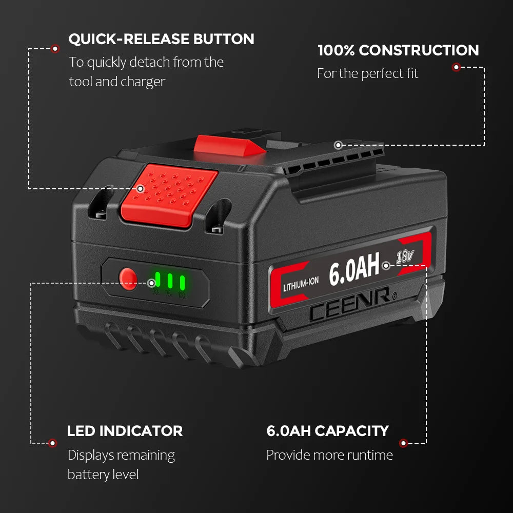CEENR 6,0Ah Akku für Bosch 18V | Ersatz für Modell BAT610G