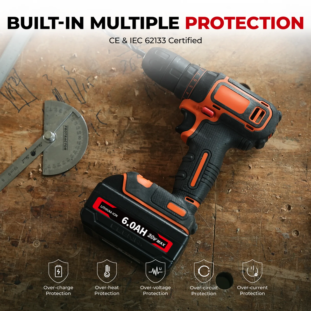 CEENR 6,0Ah Akku für BLACK+DECKER 18V (20V Max) | Ersatz für Modell LBXR20