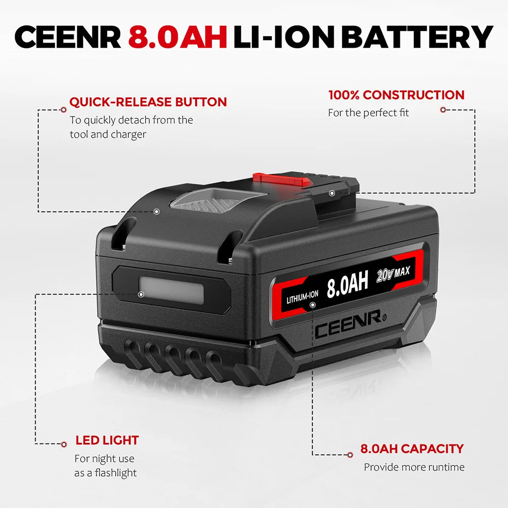 CEENR 8,0Ah Akku für Worx 20V Max | Modell WA3551
