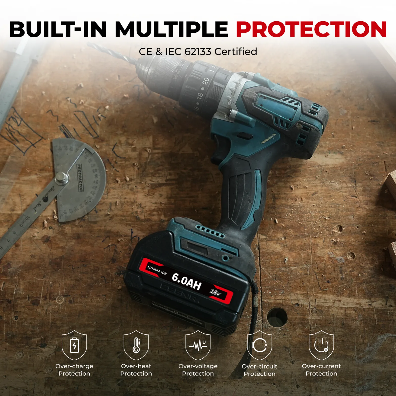 CEENR 6,0Ah Akku für Makita 18V | Ersatz für Modell BL1860B