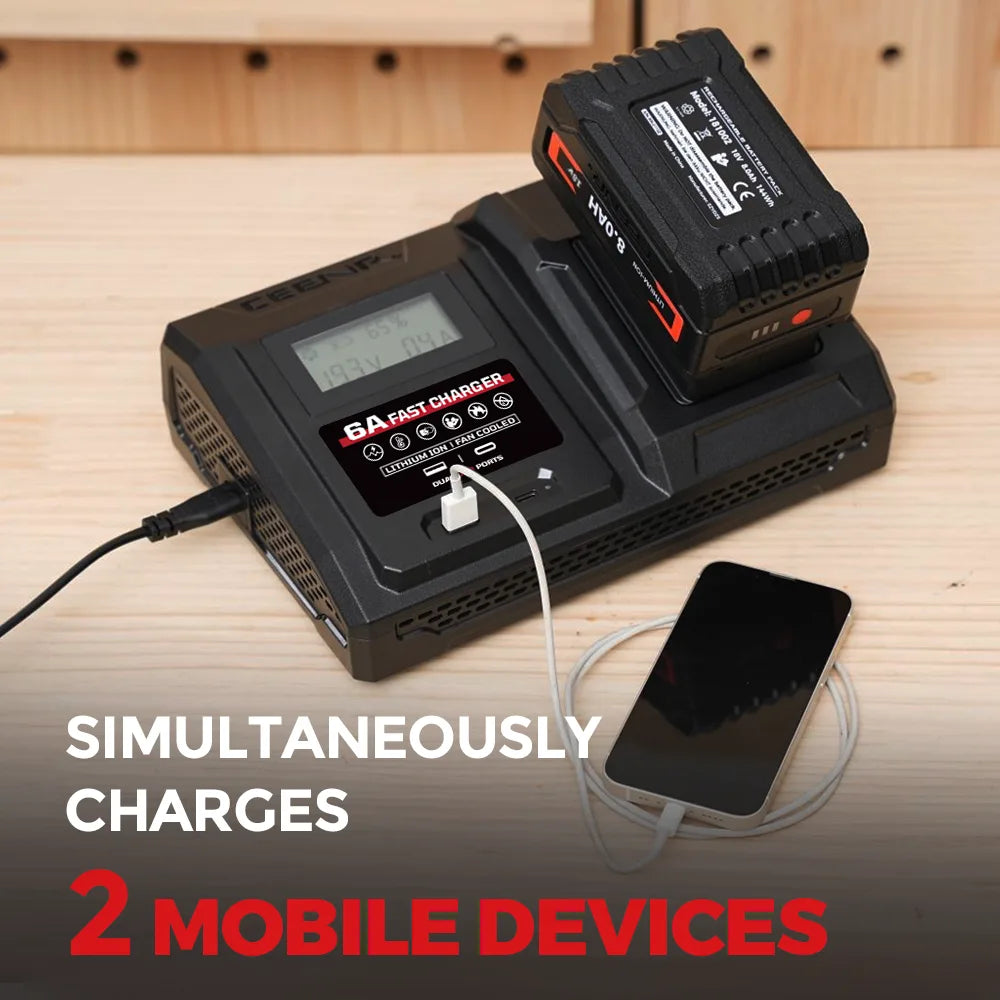 CEENR 6-Ampere-Schnellladegerät für Milwaukee 18V Lithium-Ionen-Akkus