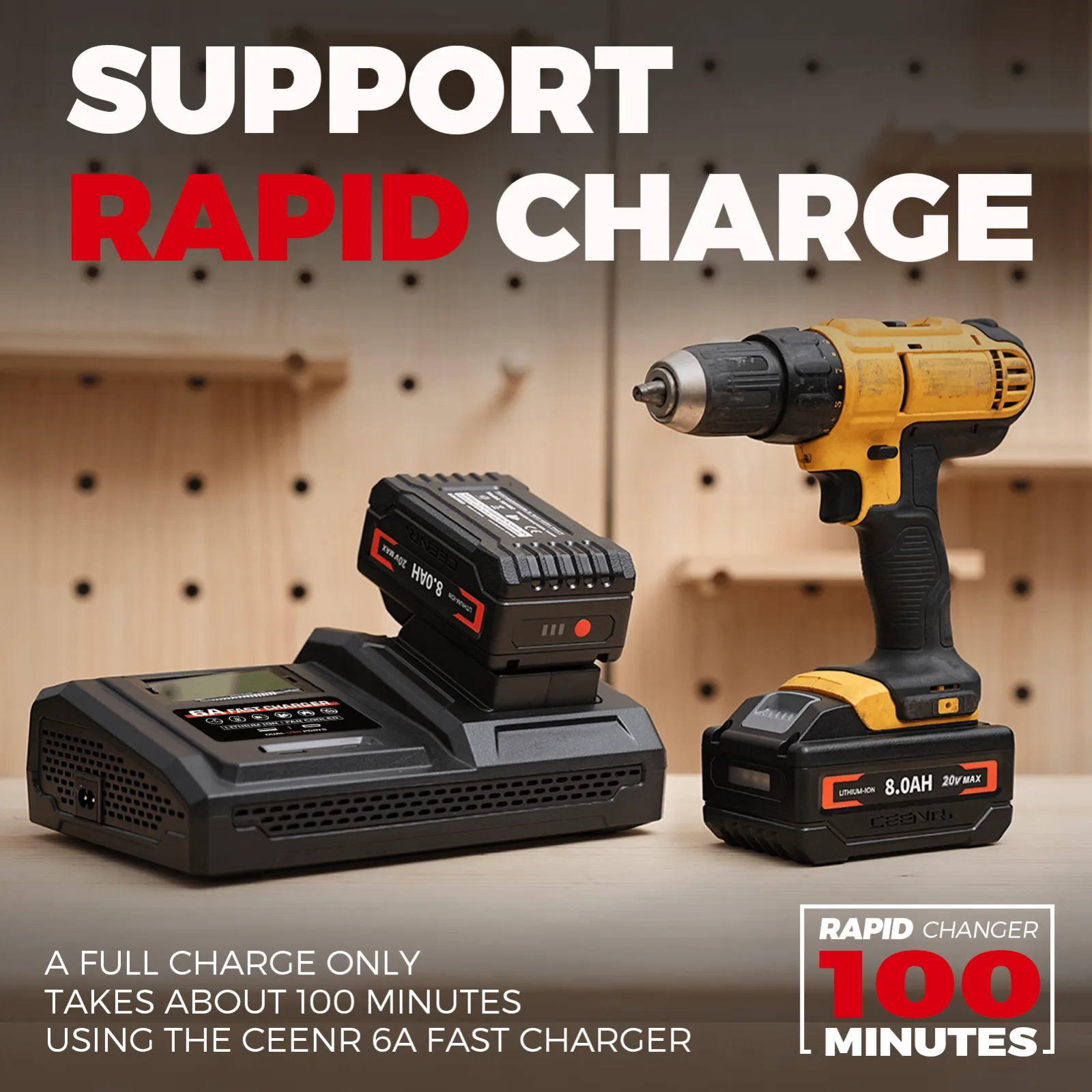 CEENR 8,0Ah Akku für DeWalt 20V Max | Ersatz für Modell DCB200