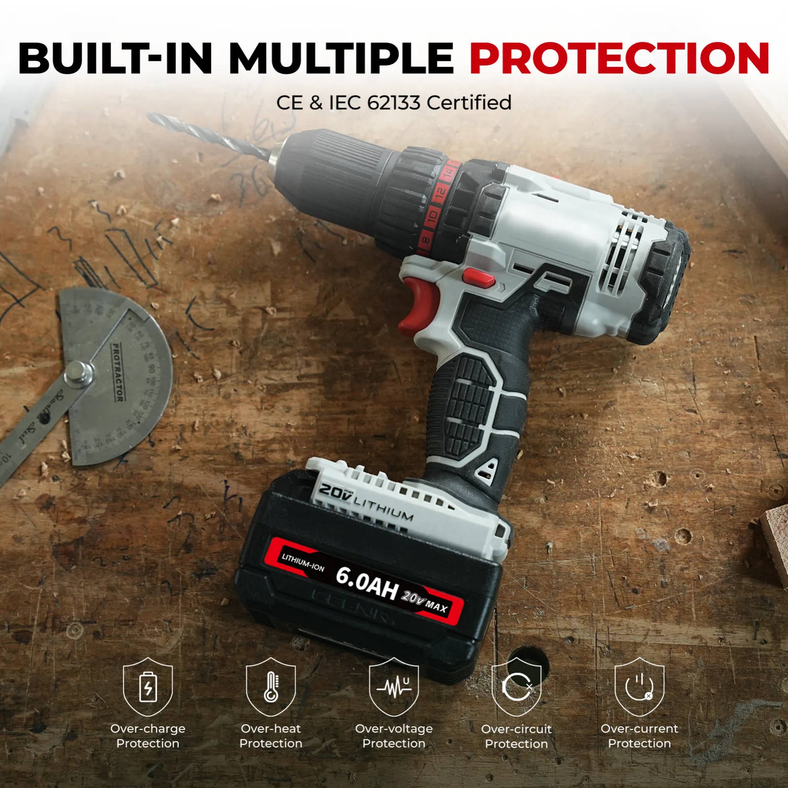 CEENR 6,0Ah Akku für Porter Cable 20V Max | Ersatz für Modell PCC685