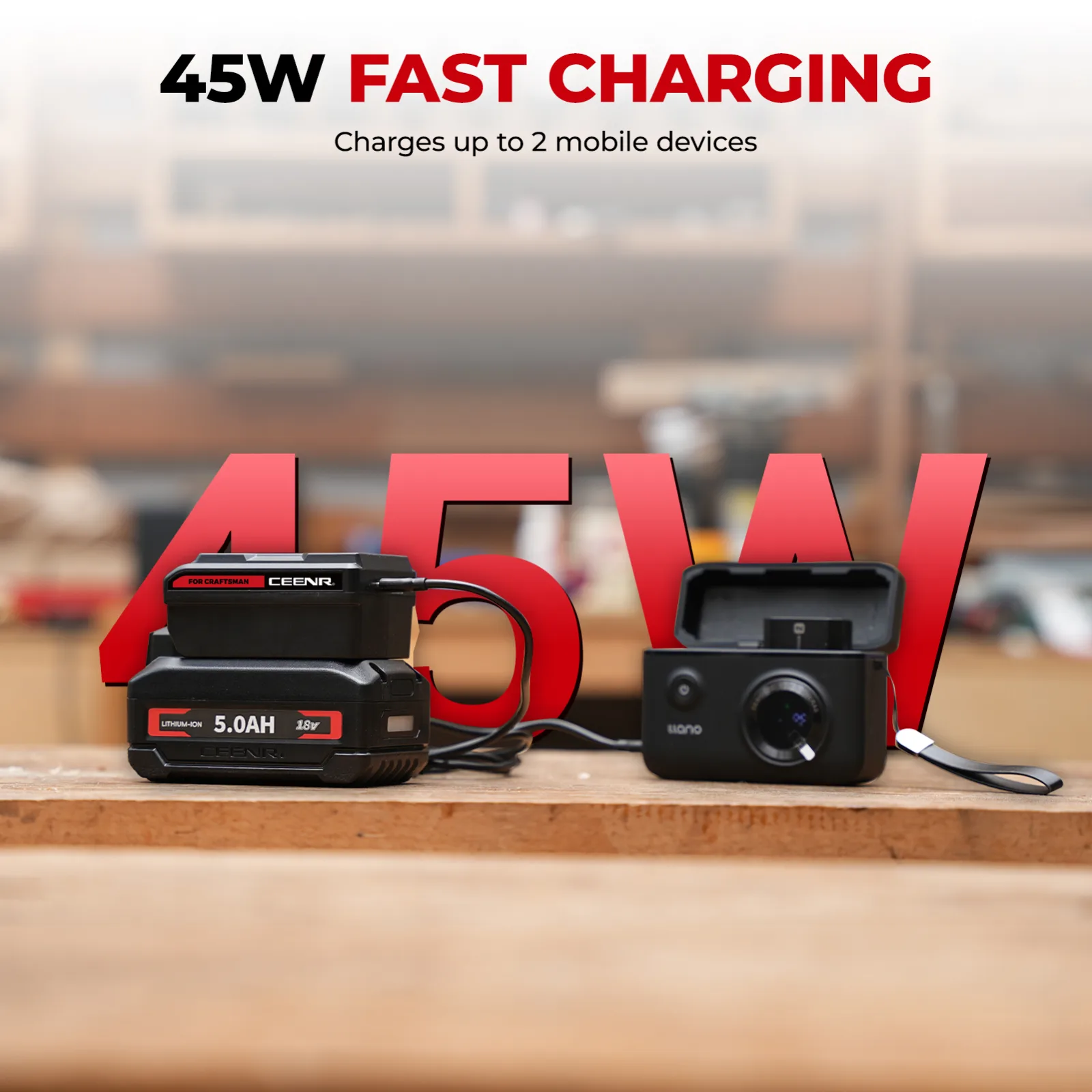 CEENR 45W USB-C-Powerbank-Adapter für Craftsman 20V Max Akkus
