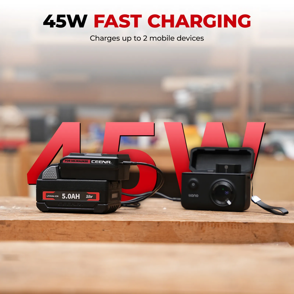 CEENR 45W USB-C-Powerbank-Adapter für Milwaukee 18V Akkus