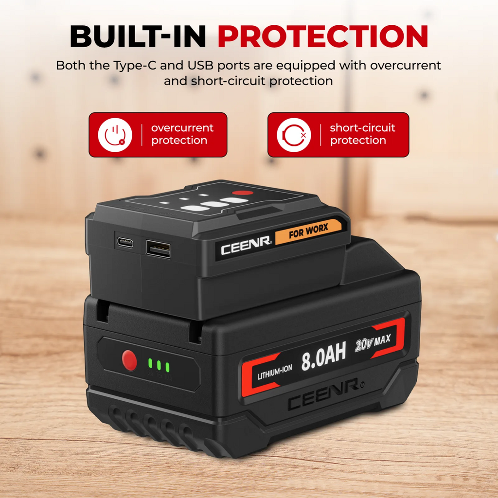 CEENR 45W USB-C-Powerbank-Adapter für Worx 20V WA3408 Akkus