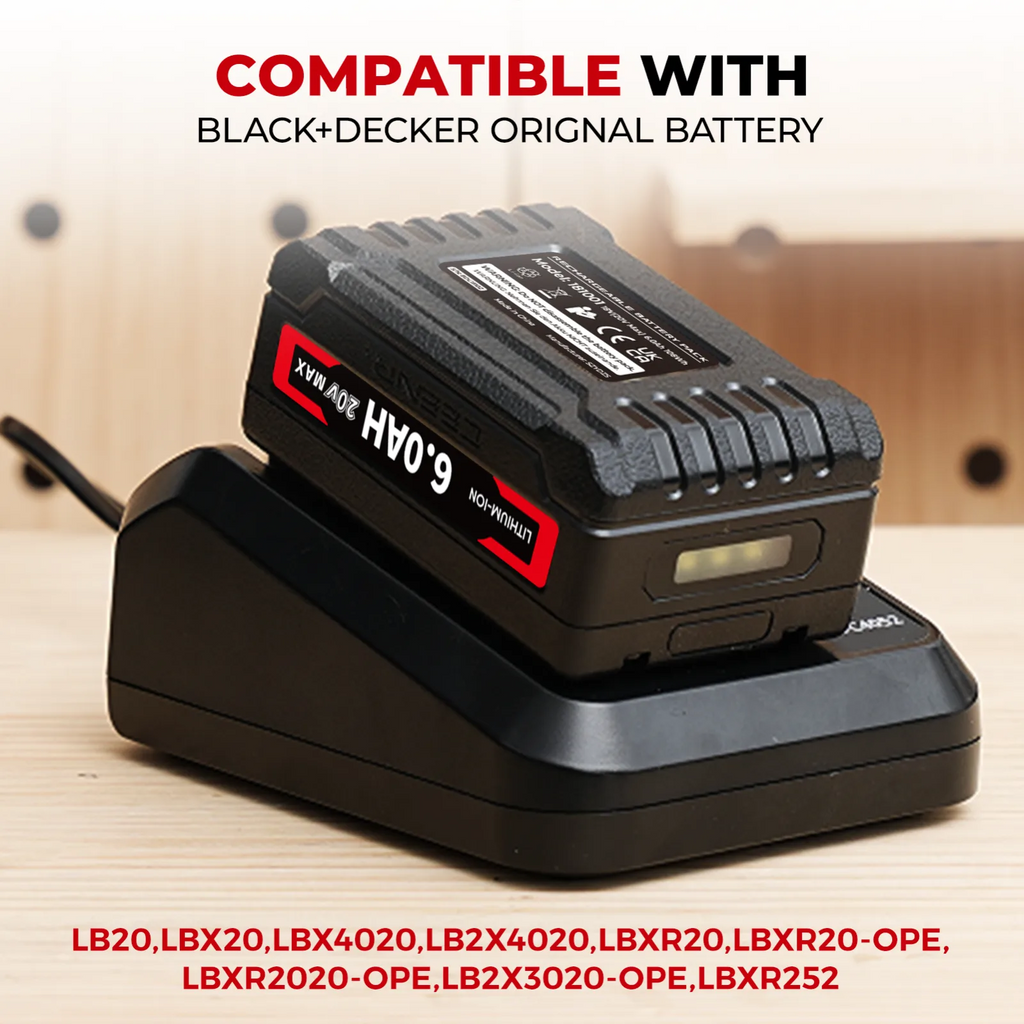 CEENR 6,0Ah Akku für BLACK+DECKER 18V (20V Max) | Ersatz für Modell LBXR20