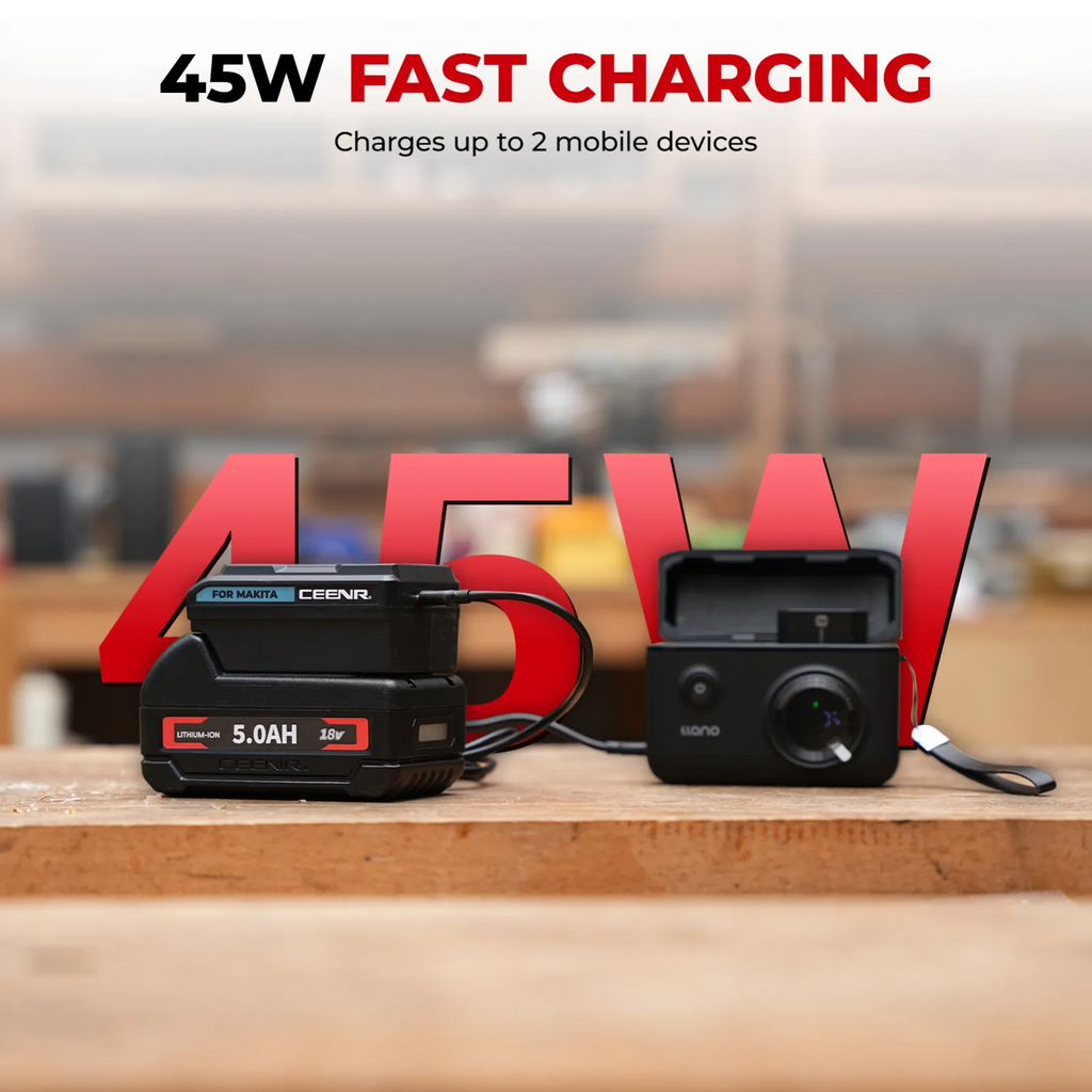 CEENR 45W USB-C-Powerbank-Adapter für Makita 18V Akkus