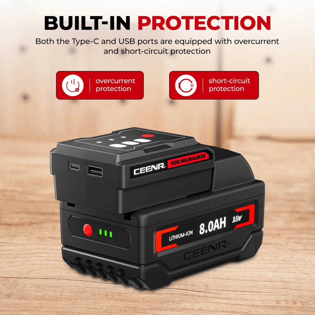 CEENR 45W USB-C-Powerbank-Adapter für Milwaukee 18V Akkus