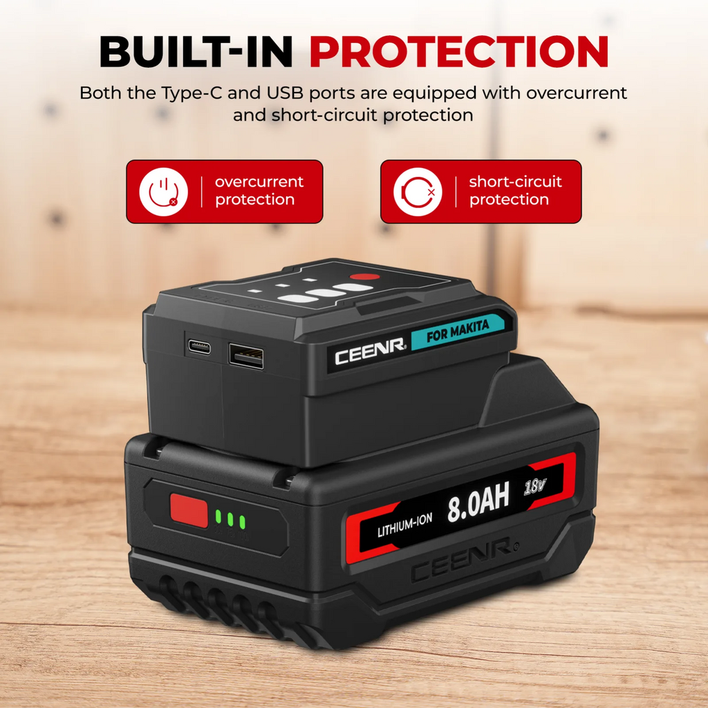 CEENR 45W USB-C-Powerbank-Adapter für Makita 18V Akkus