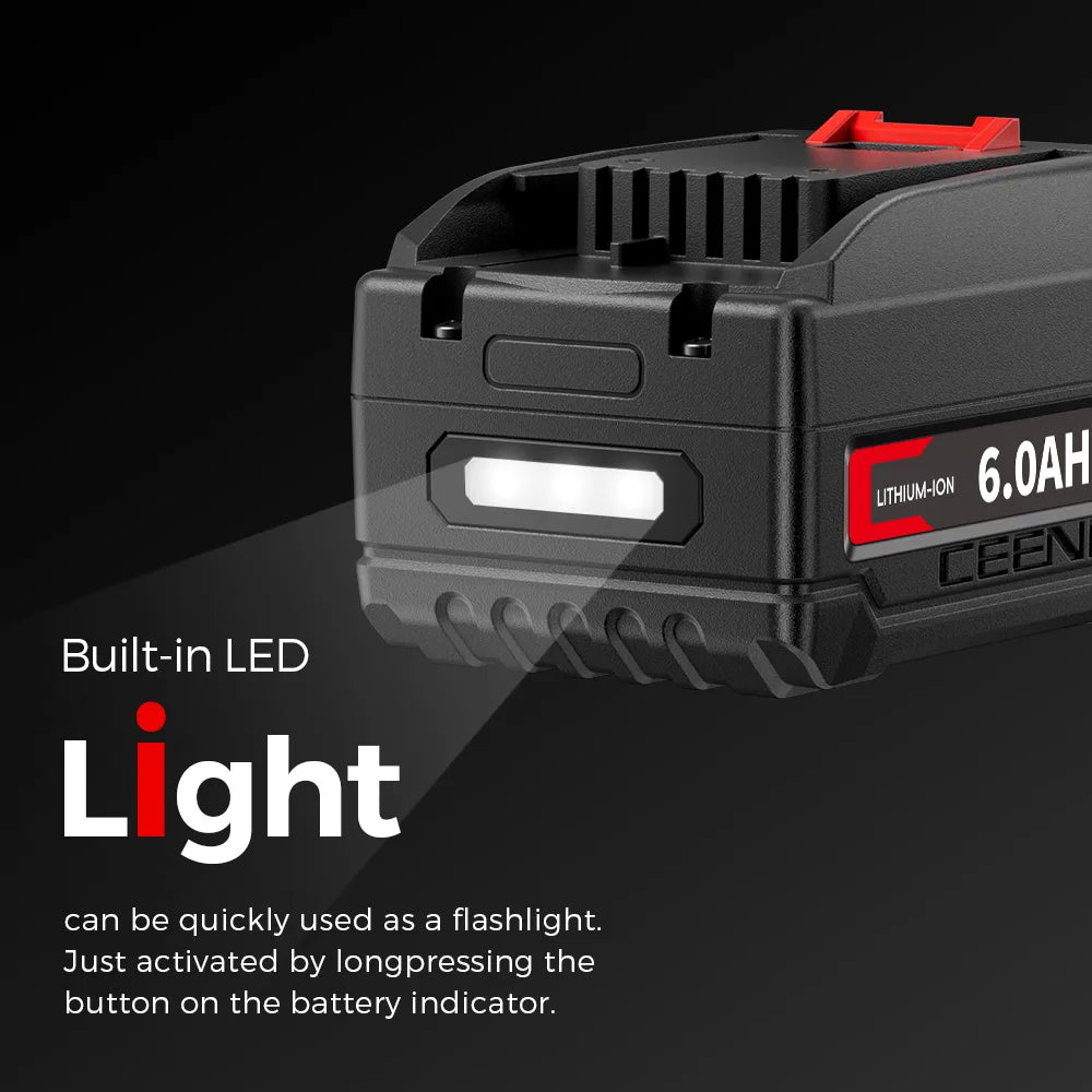 CEENR 6,0Ah Akku für Worx 18V (20V Max) | Modell WA3520