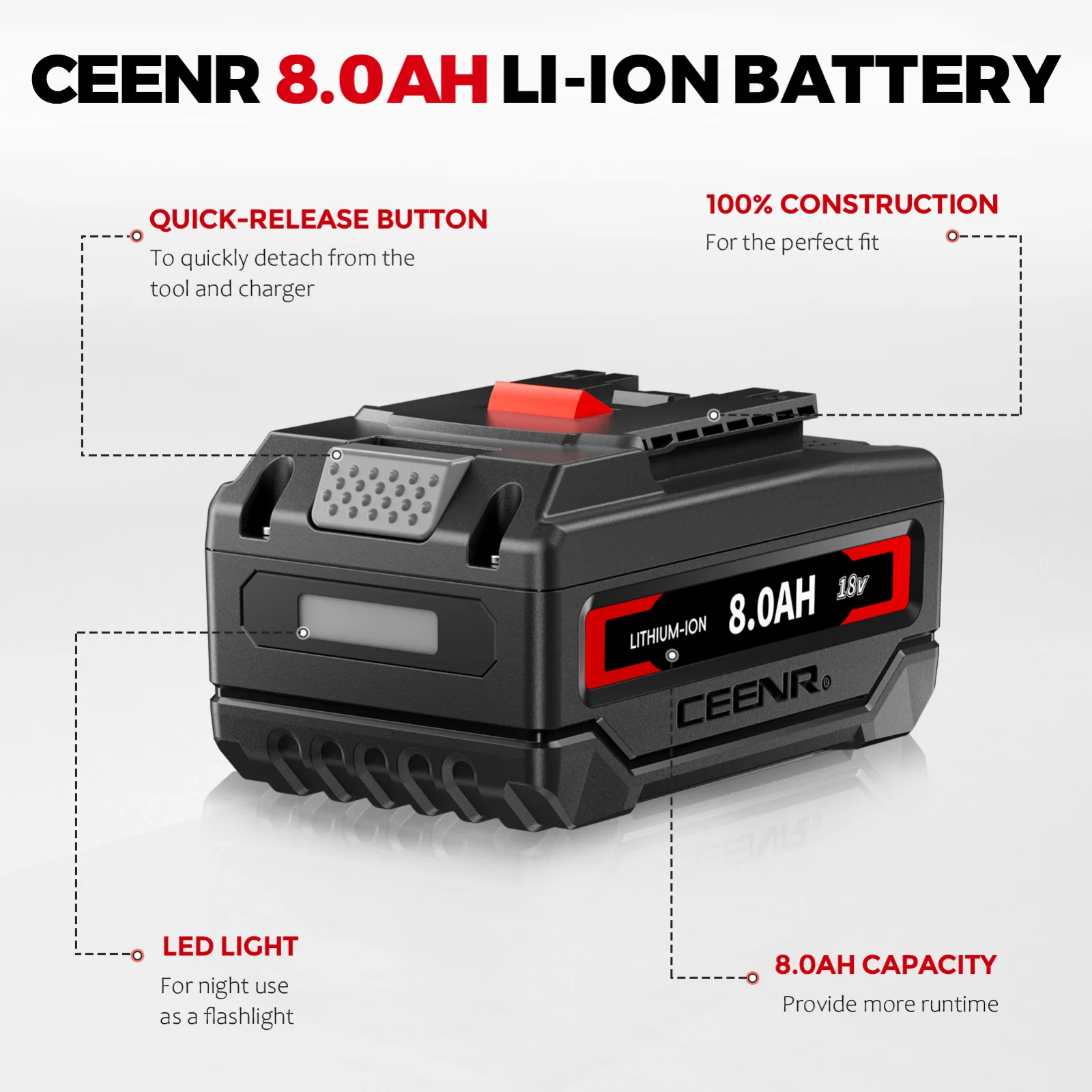 CEENR 8,0Ah Akku für Bosch 18V | Ersatz für Modell BAT610G