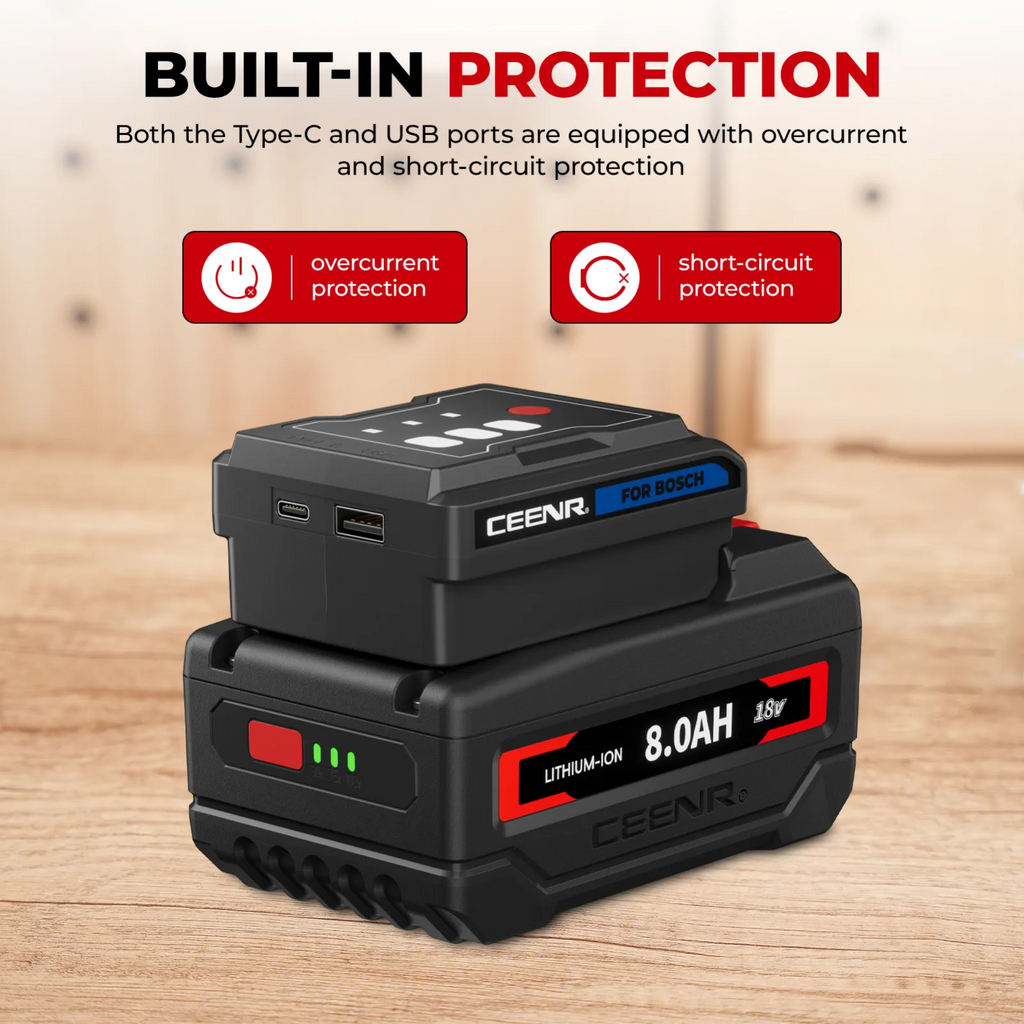 CEENR 45W USB-C-Powerbank-Adapter für Bosch 18V Akkus