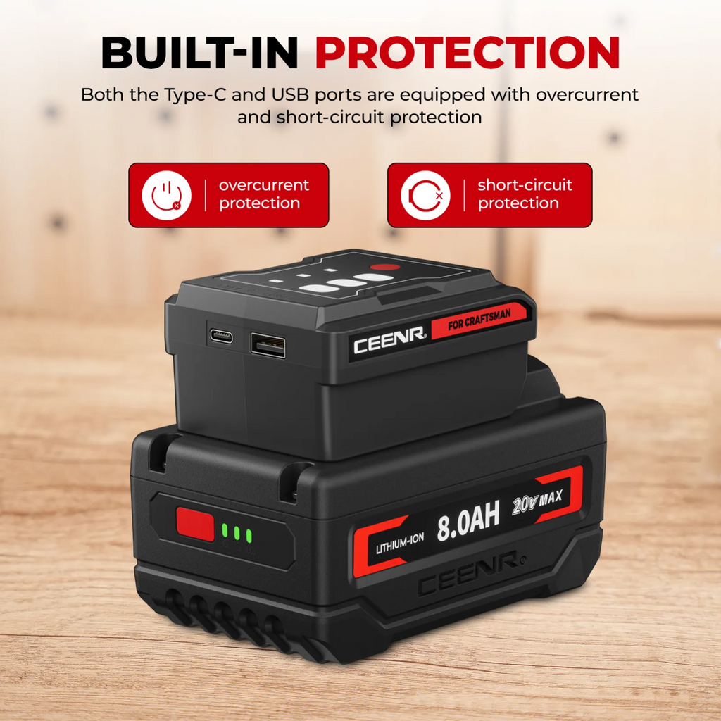 CEENR 45W USB-C-Powerbank-Adapter für Craftsman 20V Max Akkus