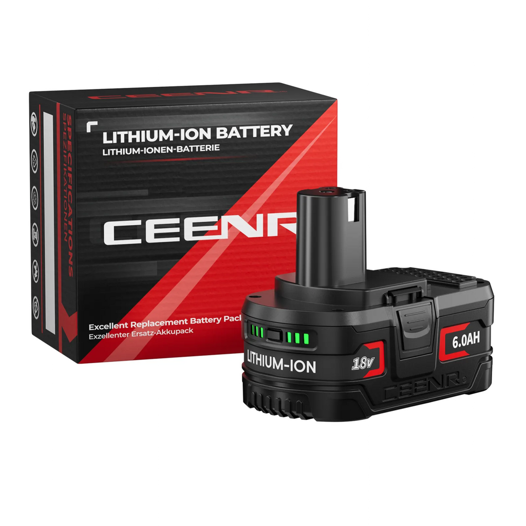 CEENR 6,0Ah Akku für Ryobi 18V | Ersatz für Modell P108