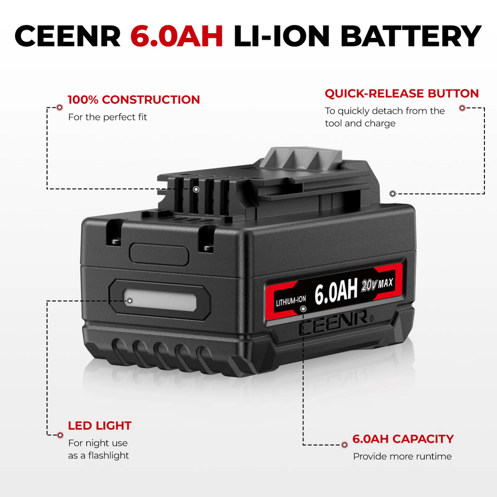 CEENR 6,0Ah Akku für Porter Cable 20V Max | Ersatz für Modell PCC685