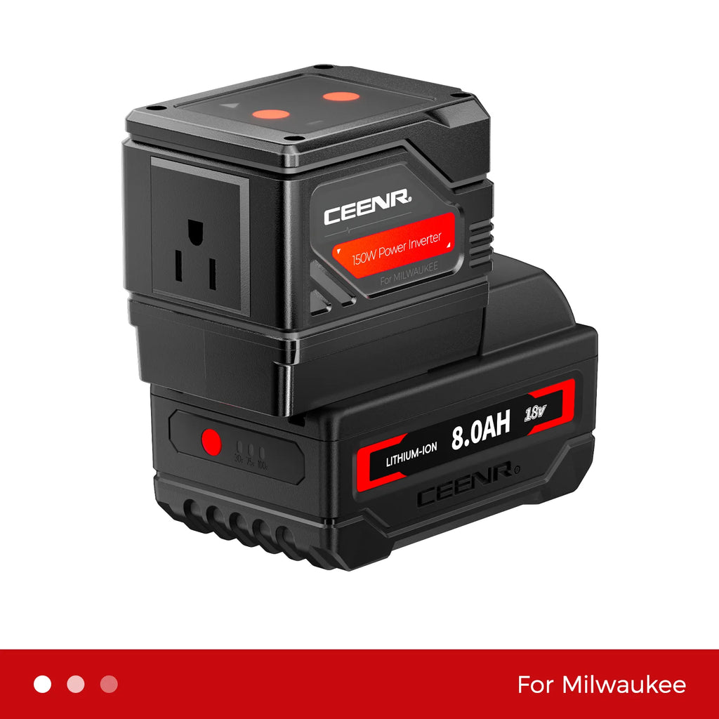 CEENR 150W tragbarer Wechselrichter für Milwaukee 18V Li-Ion Akkus