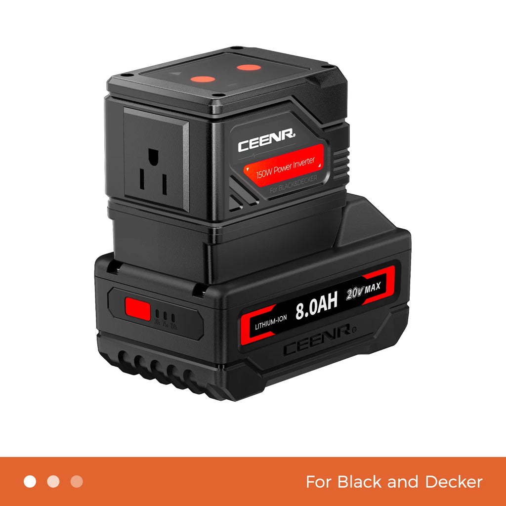 CEENR 150W tragbarer Wechselrichter für BLACK+DECKER 20V Max Akkus
