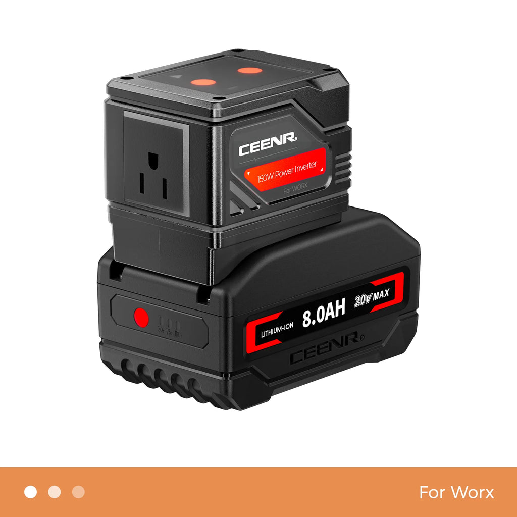 CEENR 150W tragbarer Wechselrichter für Worx 20V Max Li-Ion Akkus (WA3520)