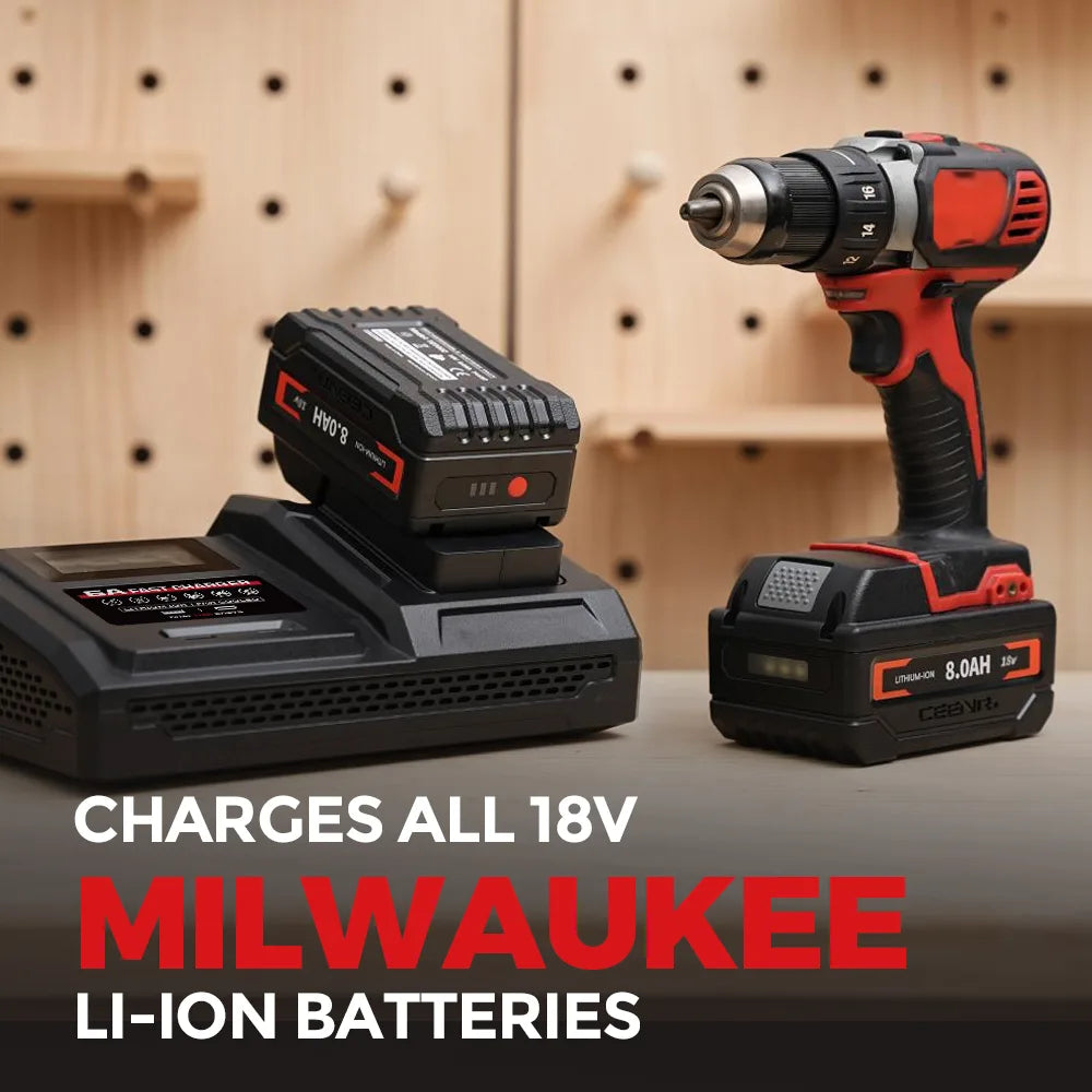CEENR 6-Ampere-Schnellladegerät für Milwaukee 18V Lithium-Ionen-Akkus