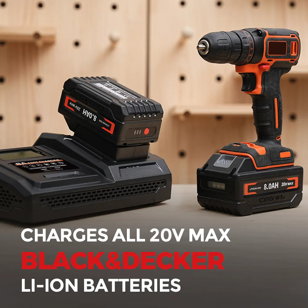 CEENR 6-Ampere-Schnellladegerät für BLACK+DECKER 20V Max Lithium-Ionen-Akkus