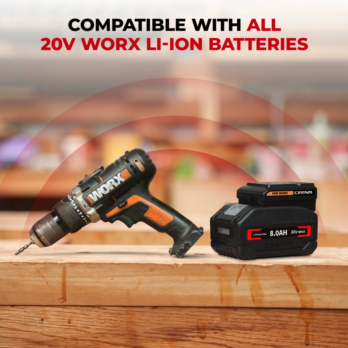 CEENR 45W USB-C-Powerbank-Adapter für Worx 20V WA3520 Akkus