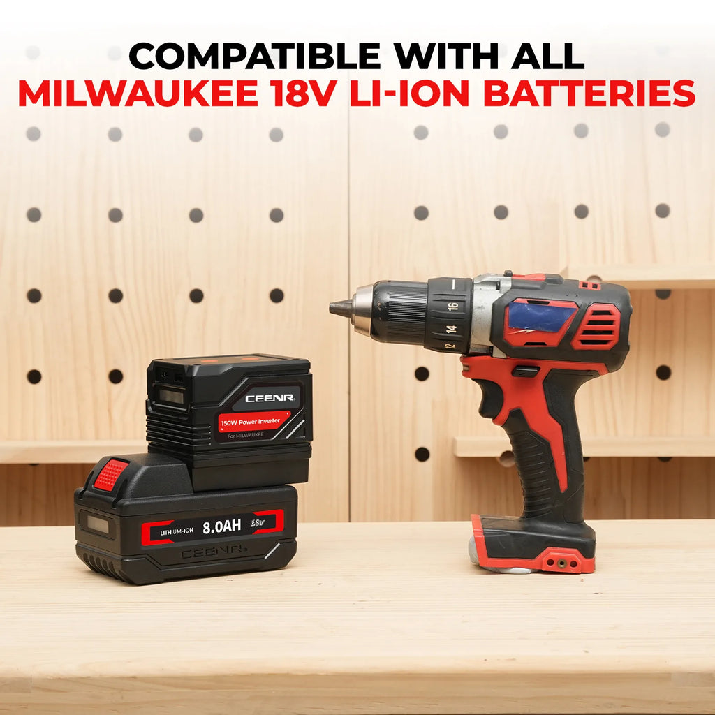 CEENR 150W tragbarer Wechselrichter für Milwaukee 18V Li-Ion Akkus