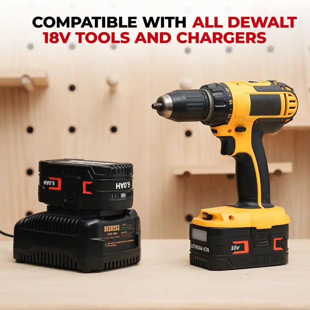CEENR 6,0Ah Akku für DeWalt 18V | Ersatz für Modell DC9096